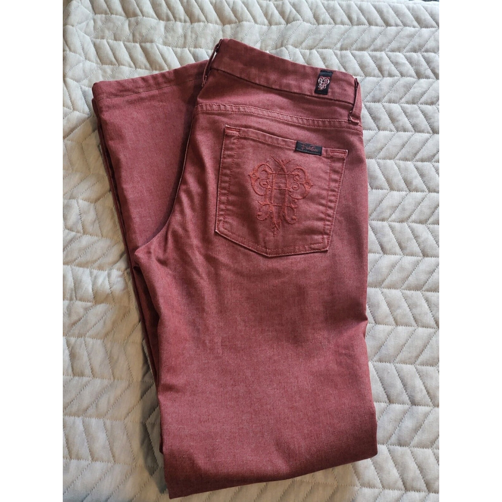 7 For All Mankind Carol Emilio Pucci Jeans Red Size 28 - Picture 9 of 16